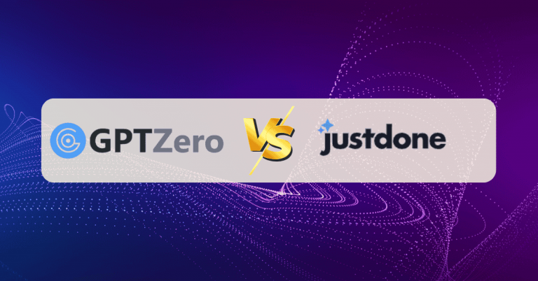 GPTZero vs Justdone AI side-by-side comparison of AI detection tools